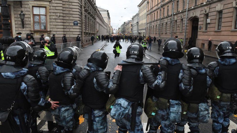 Riot police pictured in Moscow