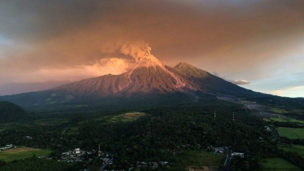 A view of the Fuego Volcano erupting, as seen from Escuintla, Guatemala on November 19, 2018.
