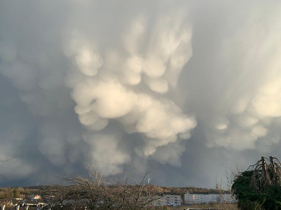 Image of Mammatus clouds taken over south side of Glasgow