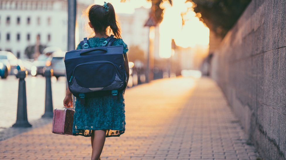 Child walking to school