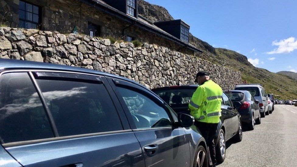 Roads were clogged by hundreds of cars as people travelled to Gwynedd