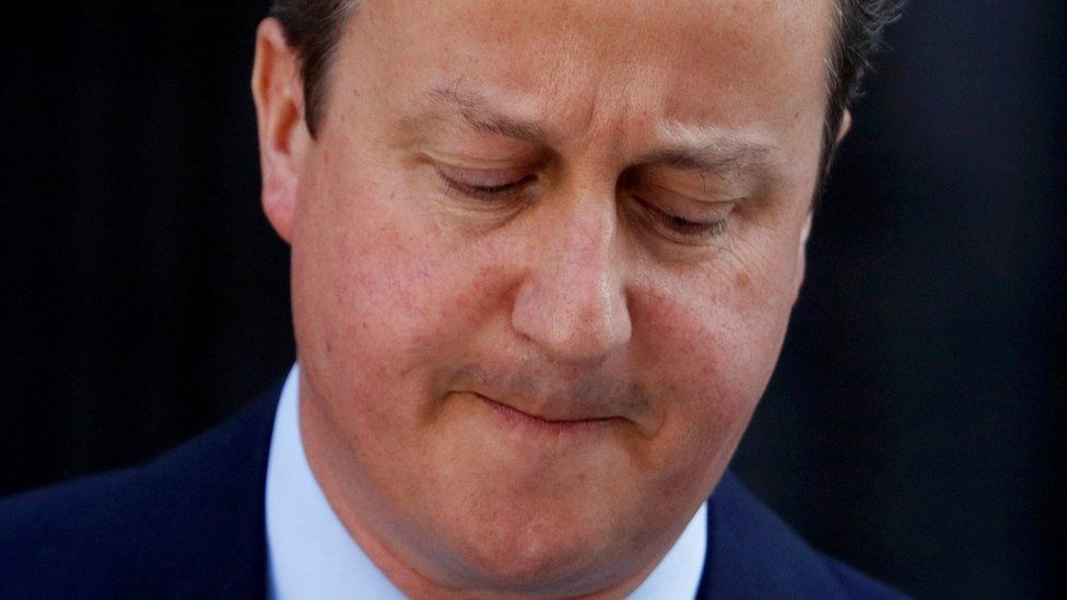 Prime Minister David Cameron announces his decision to resign after Britain voted to leave the European Union, on 24 June