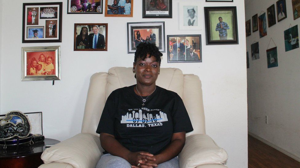 Shetamia Taylor in her family's home