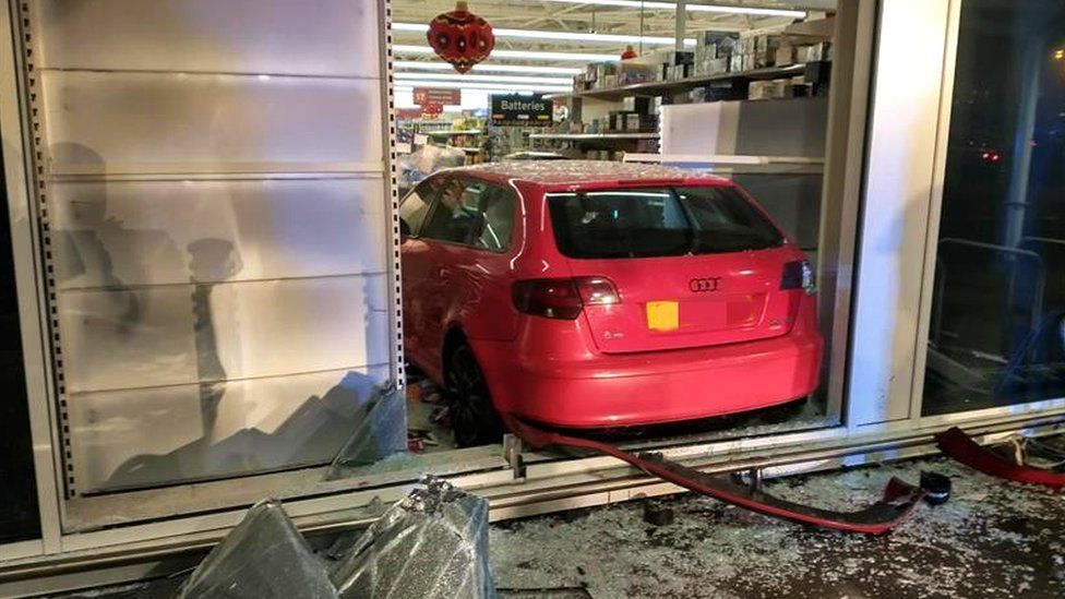 Car crashes into supermarket in Derby