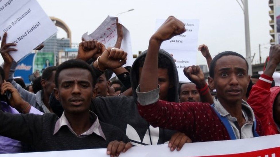Protesters in Addis Ababa
