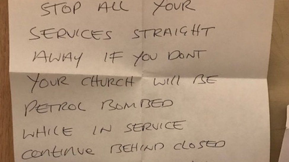 'Petrol bomb' threats sent to churches and supermarkets BBC News