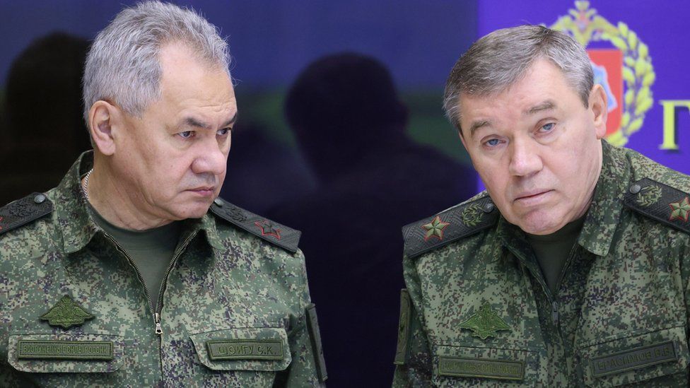 Defence Minister Sergei Shoigu and Armed Forces chief Valeriy Gerasimov.