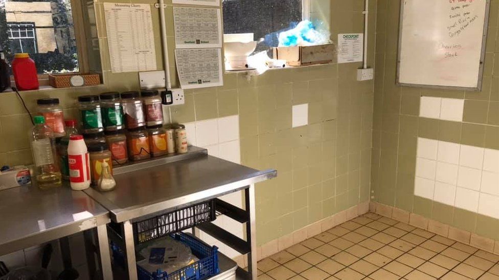Empty kitchen at Gosfield School