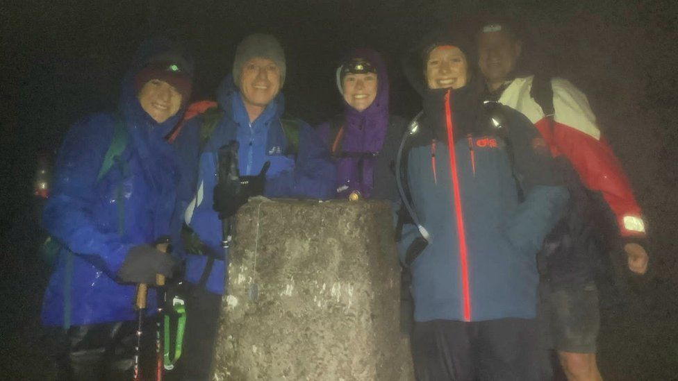 The team at the top of Ben Nevis in Scotland