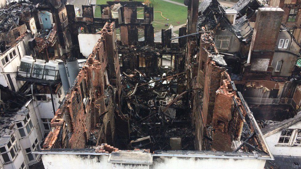 Royal Clarence fire Engineers assess fireravaged hotel BBC News