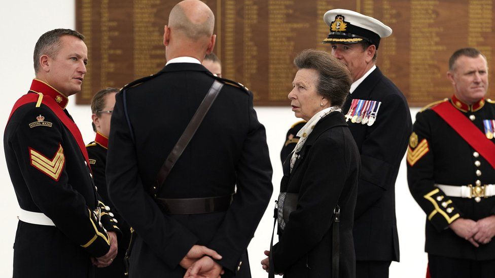 Princess Anne with Navy personnel