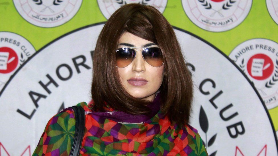 In this photograph taken on June 28, 2016, Pakistani social media celebrity, Qandeel Baloch arrives for a press conference in Lahore.