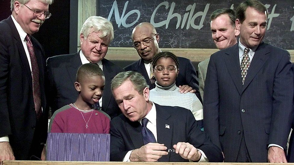 John Boehner at the signing of no CHild Left behind