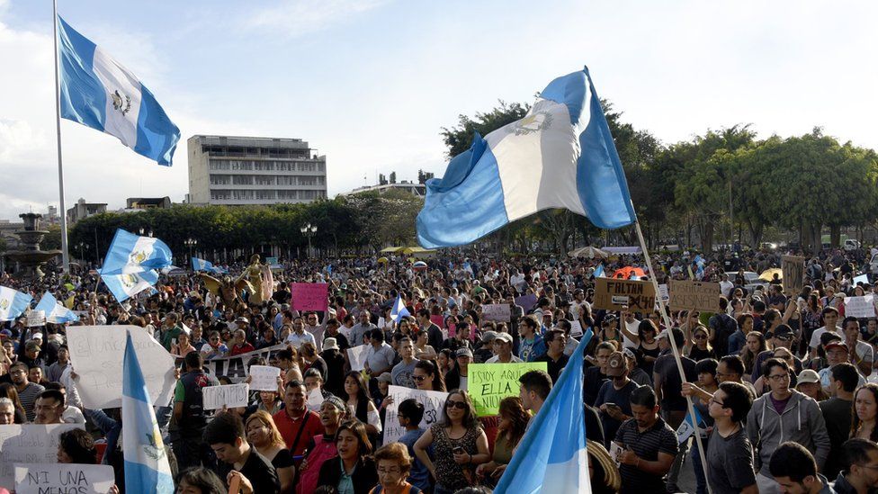 Protests in Guatemala City on Saturday, calling for justice and the president's resignation