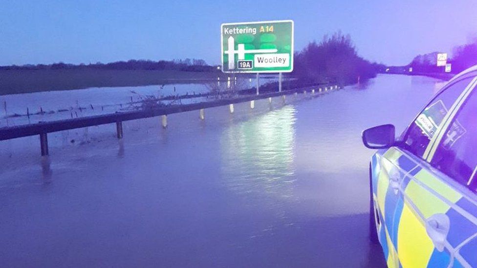 Flooding on the A14