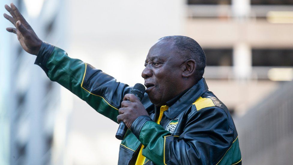 President Ramaphosa addressing voters in Johannesburg on May 13 following the ANC election win