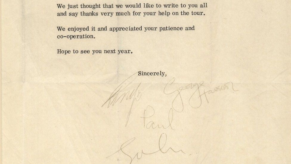 Letter signed by all four Beatles