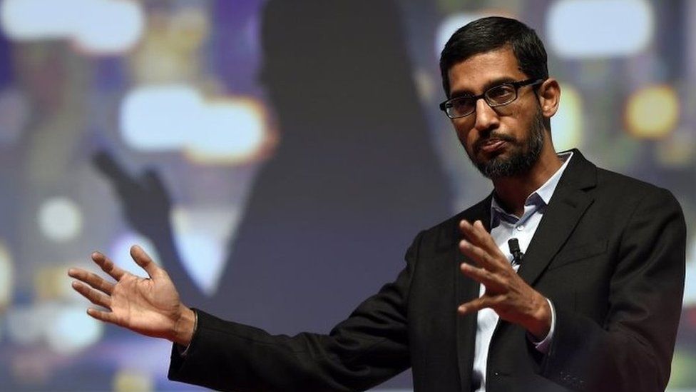 File picture taken March 2, 2015 shows Google"s Senior Vice President Sundar Pichai giving a keynote address during the opening day of the 2015 Mobile World Congress (MWC) in Barcelona, Spain