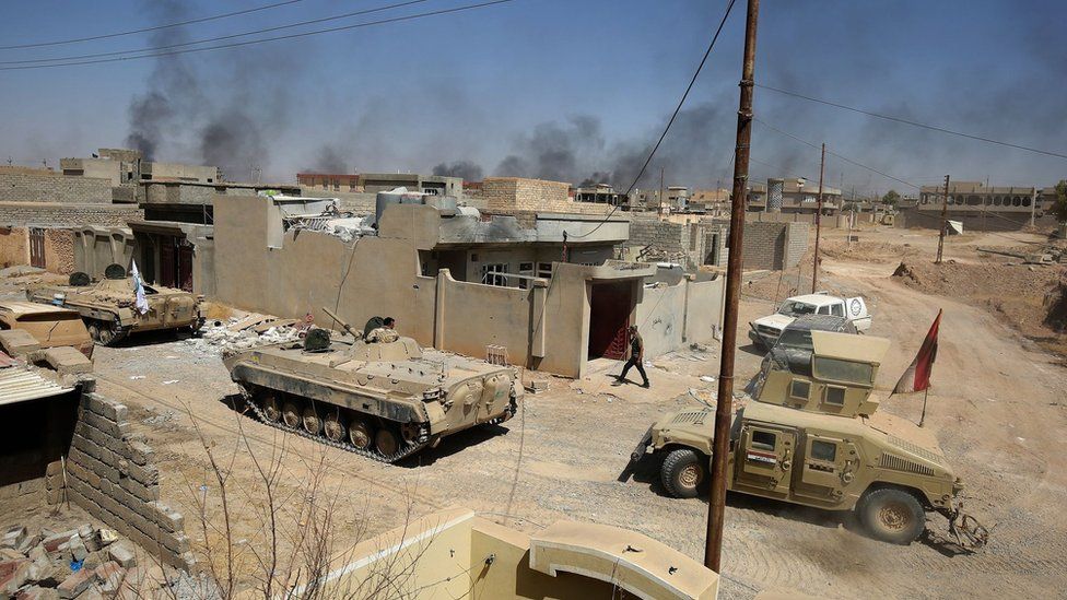 Iraqi military vehicles in eastern Tal Afar, northern Iraq (23 August 2017)