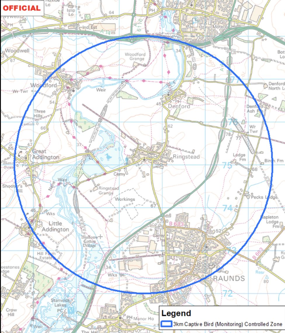 An edited ordnance survey map of Ringstead