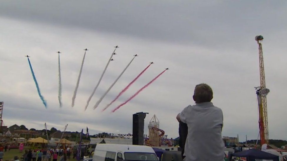 Red Arrows at Cromer Carnival on Wednesday