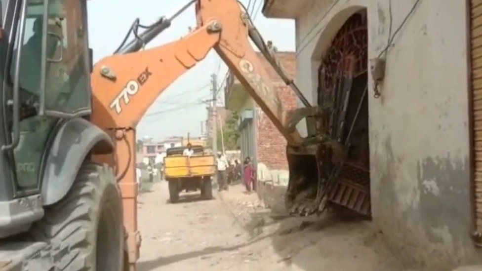 The partly demolished house of Muskaan and her 17-year-old brother