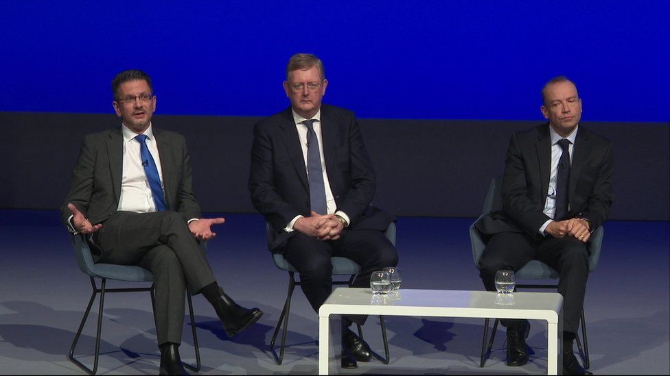 Steve Baker, Chris Heaton-Harris and Conservative peer Lord Jonathan Caine