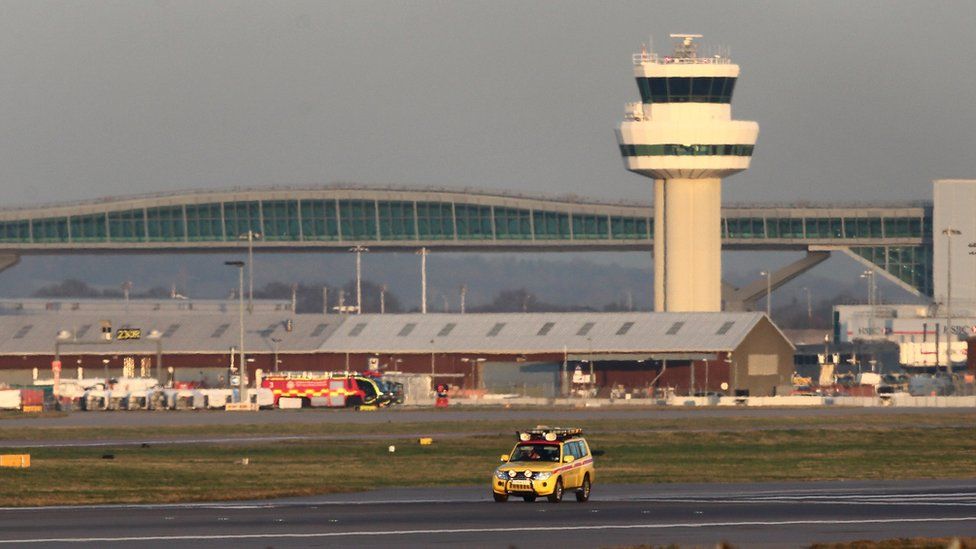 Empty runway at Gatwick airport