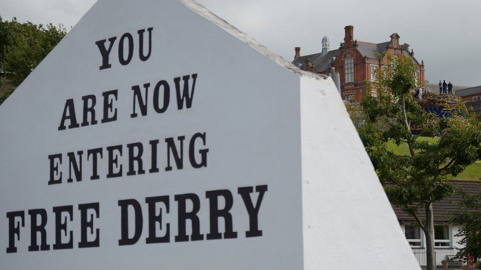 The Free Derry gable wall in the city's Bogside