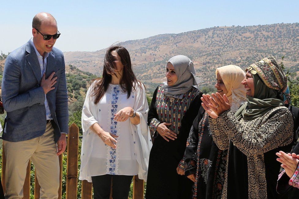 Prince William visits the Princess Taghrid Institute for Development and Training in the province of Ajloun, north of the Jordanian capital Amman