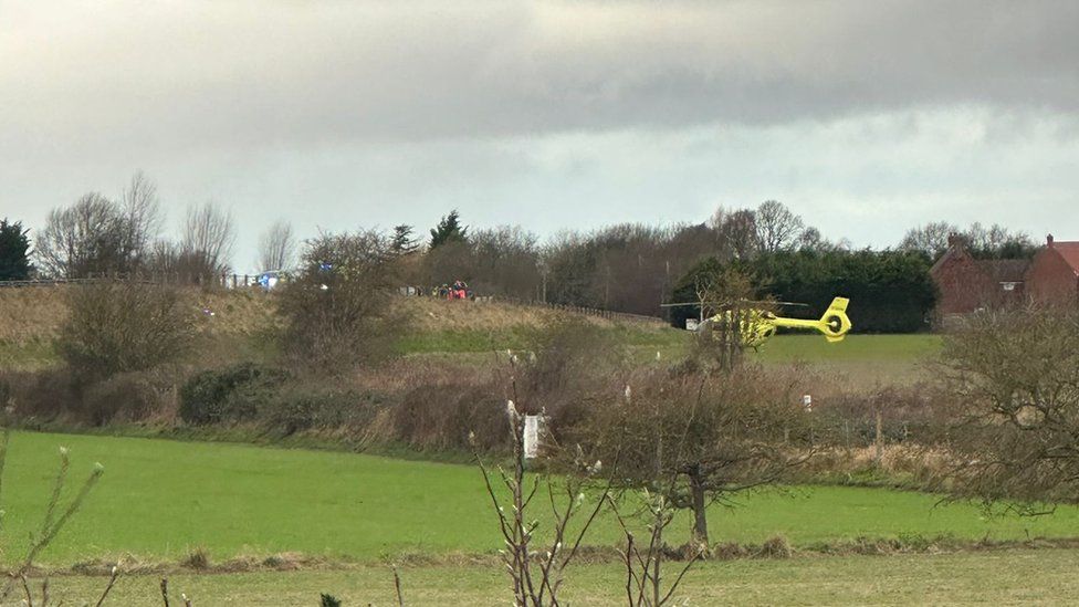 An air ambulance at the scene
