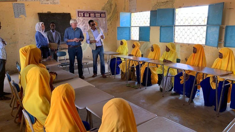 Andrew Mitchell visiting a girls' school in Dollow, Somalia