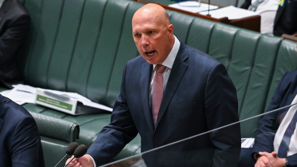 Australia's opposition leader Peter Dutton in parliament
