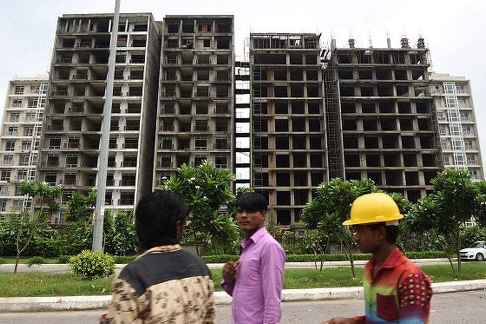 This picture taken on September 1, 2017 shows under construction residential buildings by Jaypee group in Noida, a suburb of New Delhi. Hundreds of homebuyers on September 3, petitioned India's top court to challenge the country's insolvency law, their lawyer said, amid fears that bad loan problems are spilling over to hurt ordinary people.