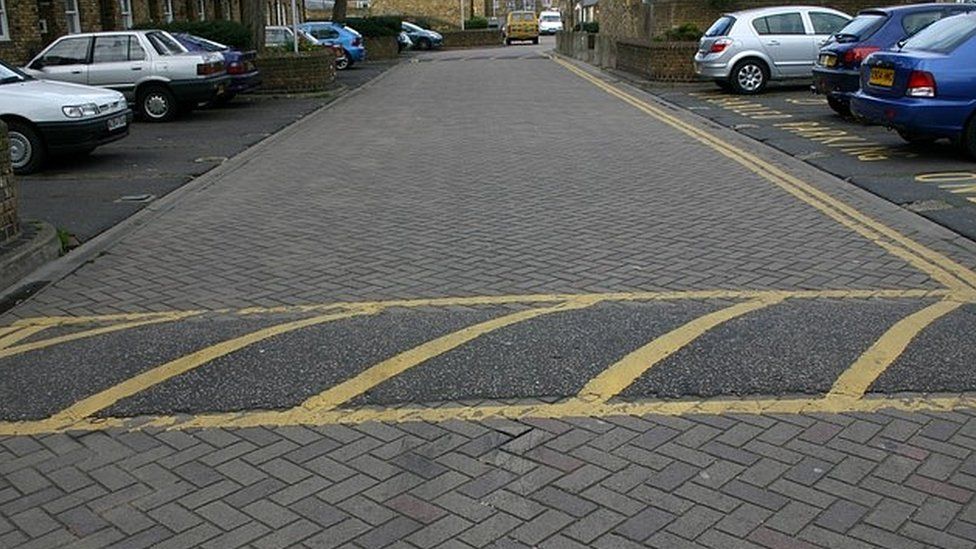 Speed bumps in residential street