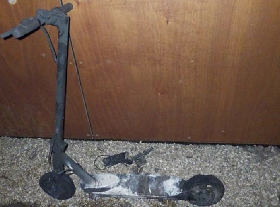 Burnt out e-scooter