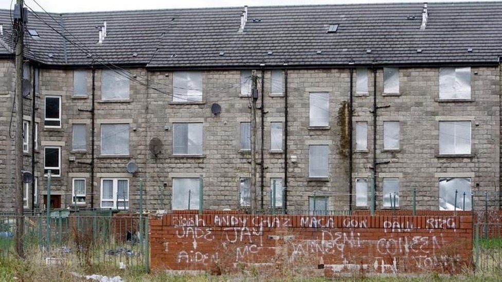 Boarded up houses in Govan