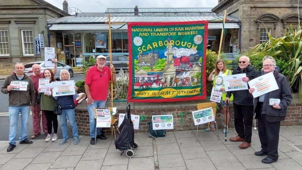 Campaigners at Scarborough railway station