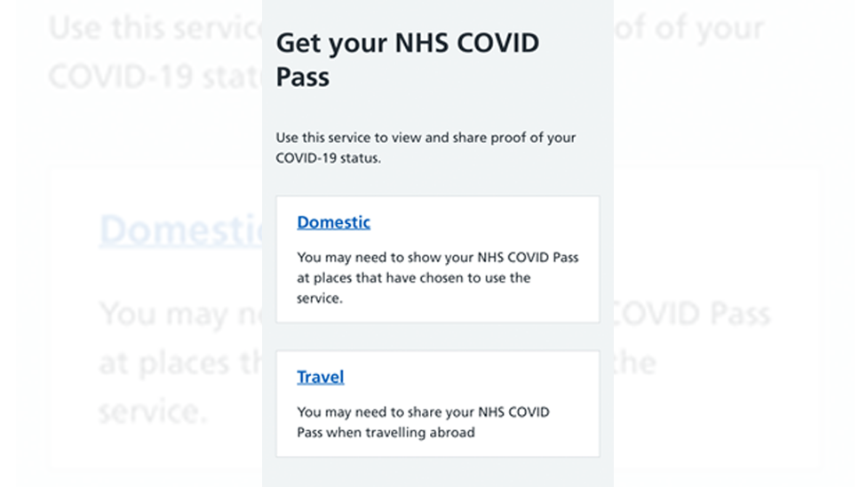 NHS Covid pass screengrab