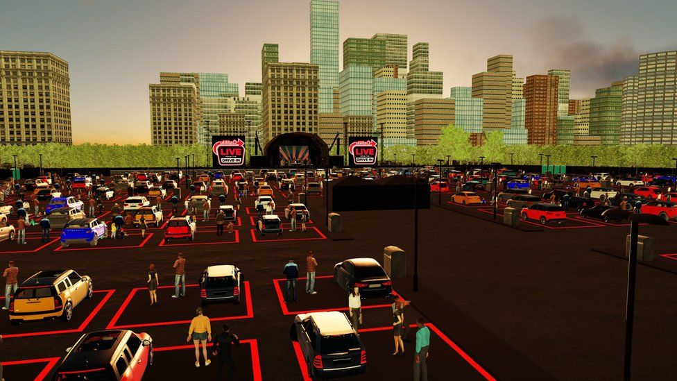 An artist's impression of what the drive-in gigs will look like