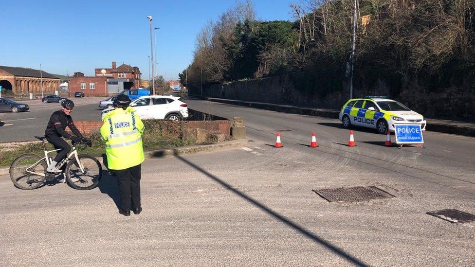 Road closed in Exeter