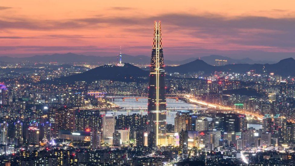 Night city skyline of Seoul
