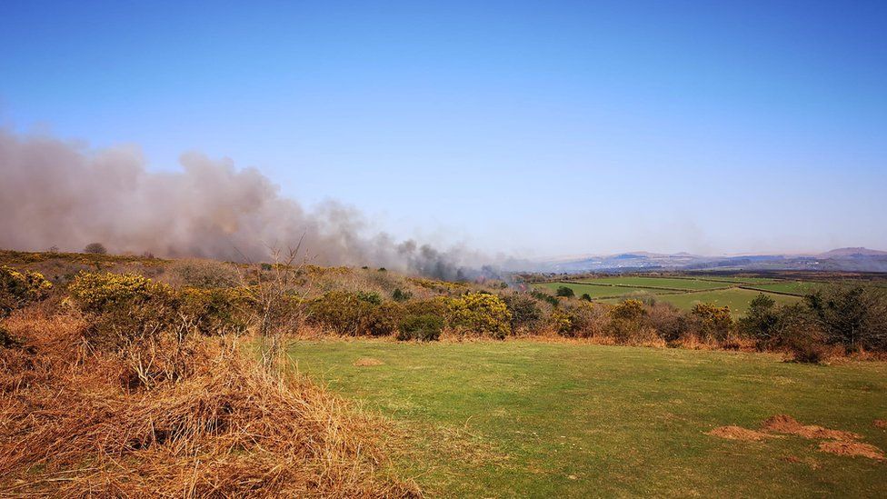 Major incident declared for Dartmoor gorse fire - BBC News