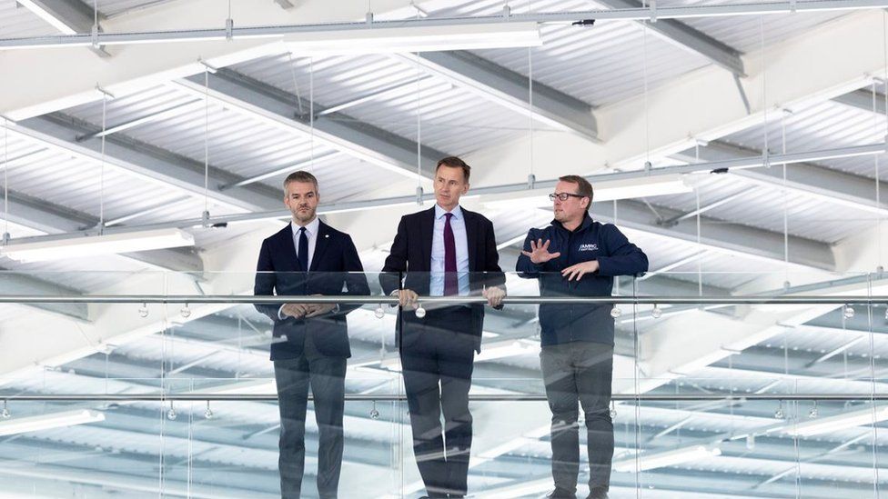 Jeremy Hunt with executives from Boeing at the AMRC's Factory 2050