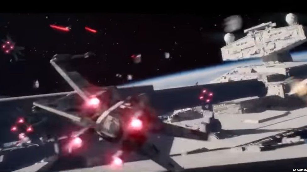 A space battle scene