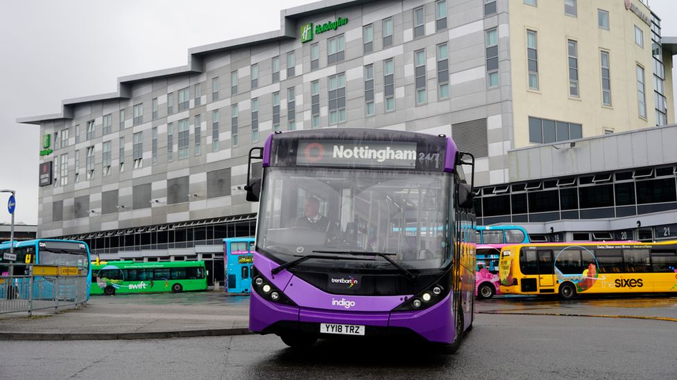 Nottingham to Derby Indigo Trentbarton bus taken while driver on break ...