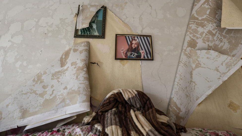 A damaged house in Donetsk region