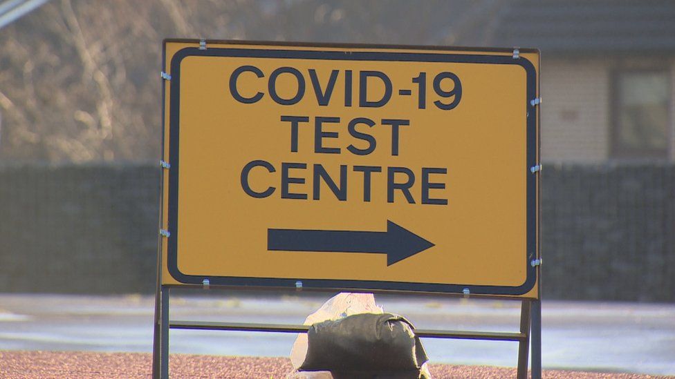 Covid test centre sign, Glasgow