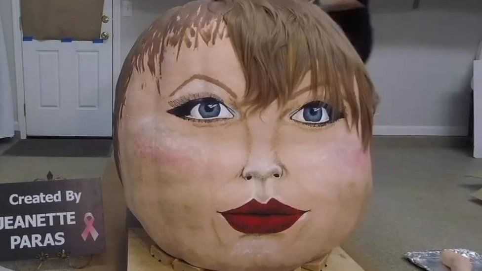 Taylor Swift model made from a pumpkin