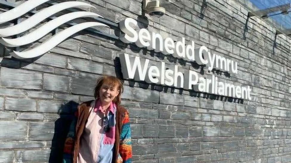 Tassia Haines outside the Senedd